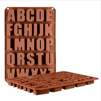 Karstā silikona kūka pelējuma 26 caurumu angļu alfabēta šokolādes pelējuma non-stick cepšanas veidnes
