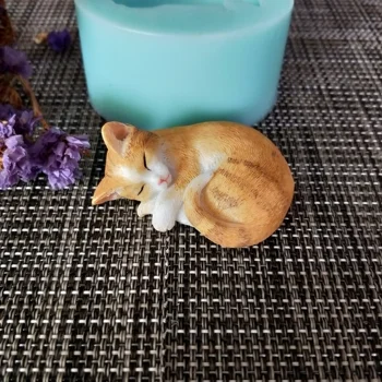 PRZY silikona 3D cute kaķi, ar rokām darinātas ziepes kūka apdare svece silikona veidnes DIY kaķis pelējuma