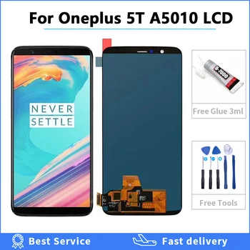 Testēti OLED LCD Oneplus 5T A5010 LCD + Touch Screen Digitizer Montāža Viens Plus 5T Displejs ar dāvanu