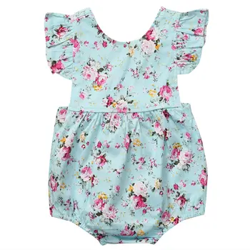 0-18M Jaundzimušajiem Bērniem, Baby Meitenes Jumpsuits Romper Zīdaiņu Iespiests Ziedu Sunsuit Vasaras Apģērbu Tērpiem