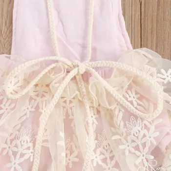 0-24M Jaundzimušais Meiteņu Drēbes Romper Vasaras Piedurknēm Mežģīņu Ziedi Drukāt Ruffles Jumpsuits
