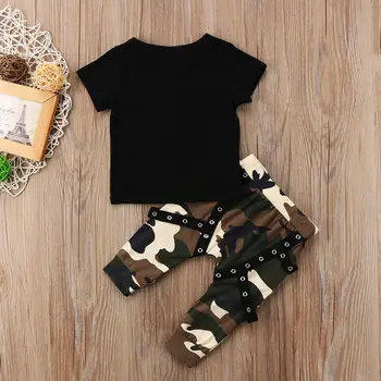 0-ź5 y Jaundzimušo 2PCS Set Baby Zēni Topi Bērnu T-krekls Camo Bikses Tērpiem Zēns Apģērbu Komplekts