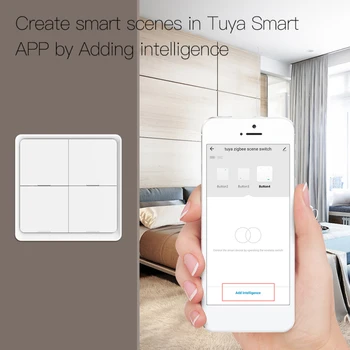 1-10pcs Tuya ZigBee Sienas Slēdzi Bezmaksas Bezvadu Uzlīmi, 4-ceļu Panelis Skatuves Pogu Smart Automatizācijas Darbā Ar Alexa, Google Home