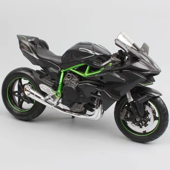 1:12 Mēroga Kawasaki Ninja H2 H2R lējumiem sportbike Trasē sacīkšu motociklu kompresoru modeļus, miniatūras velosipēdu rotaļlieta bērna