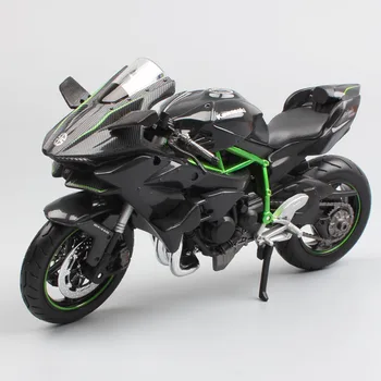 1:12 Mēroga Kawasaki Ninja H2 H2R lējumiem sportbike Trasē sacīkšu motociklu kompresoru modeļus, miniatūras velosipēdu rotaļlieta bērna