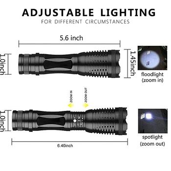 1/2/3PCS T6/L2/V6 LED Lukturīti Spēcīgs Uzlādējams Lāpu Linterna Led Lukturīti 5modes Regulējams Tūrisma Pārgājieni