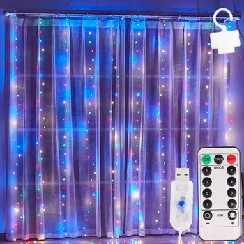 1/2/3m LED Pasaku Gaismas Vainags Aizkaru Lampas Tālvadības pults USB String Gaismas, Jaunais Gads Led Lentes Guļamistaba Dekori Svētku Apgaismojums