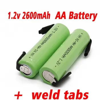1.2 V AA uzlādējamo bateriju 2600mah NI-MH šūnu Zaļo čaulu ar metināšanas cilnēm Philips elektrisko skuvekļu skuvekli zobu suka