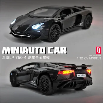 1:32 Mēroga Lamborghinis LP750-4 Sakausējuma Auto modelis Lējumiem Rotaļlietas Transportlīdzekļa Augstas Simitation auto, Rotaļlietas Bērniem, Bērnu Xmas Dāvanas