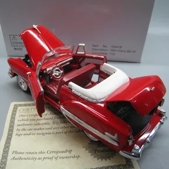 1/32 Mēroga simulācijas Lējumiem metālu sakausējumu vintage 1954 chevy Bel Air transportlīdzekļa automašīnas modelis Bērniem, rotaļlietas, Parādīt bērniem, dāvanu Kolekcijas
