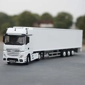 1/50 mēroga simulācijas lējumiem konteineru kravas automašīnu modeli baltā statiskā sakausējuma konteineru kravas automašīnu modeli dāvanu pieaugušo bērnu savākšanas šovs
