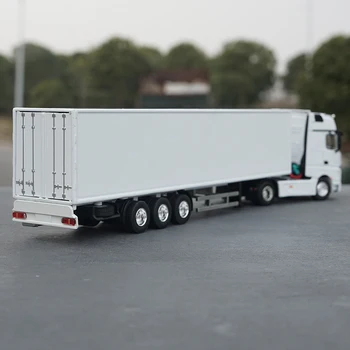 1/50 mēroga simulācijas lējumiem konteineru kravas automašīnu modeli baltā statiskā sakausējuma konteineru kravas automašīnu modeli dāvanu pieaugušo bērnu savākšanas šovs