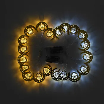 1.65 M 10 Led Eid Mubarak Dekoru Moon Star LED String Light Pasaku Vainags Mājas Rotājumu Islāma Kareem Ramadāna Grupa Krājumi