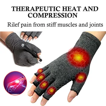 1 Pāra Puse-pirkstu Saspiešanas Artrīts Cimdi Sievietēm, Vīriešiem, Locītavu Sāpes Atvieglojums Pirkstu Lencēm Terapijas Rokas pretslīdes Cimdus