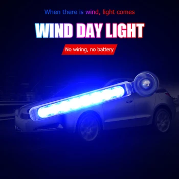 1 Pāris LED Vēja Powered Auto DRL Lampas Nav Nepieciešams Ārējs Barošanas bloks Priekšējā Režģī Dienas Gaitas Lukturi