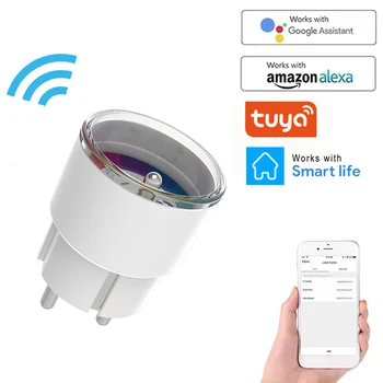 10.A/16A Smart Plug WiFi Tuya ES Standarta Kontaktligzda Laika Funkcija SmartLife APP Kontroles Darbus Ar Alexa, Google Palīgs