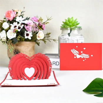 10 Pack Jubileju Karti Sieva Pop-Up Valentīndienas Apsveikuma Kartītes