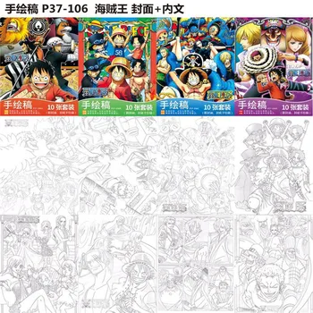 10 lapas/grāmatu Anime VIENS GABALS Krāsojamās Grāmatas Bērniem ROTAĻLIETAS Zoro Luffy Nami Franky Attēls Glezniecības, Zīmēšanas antistresa Grāmatas