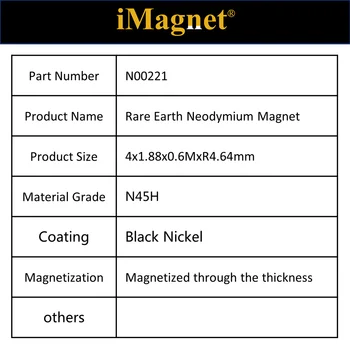 100/200/500pcs N45H Bloķēt retzemju Neodīma Magnēts,4x1.88x0.6M x R4.64mm,Ndfeb Magnēts ,rūpniecības magnēts