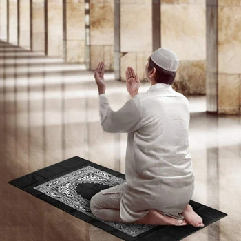 100 60 cm x 60 cm Sarkana Kabatā Pārnēsājama Mat Ceļgaliem Lūgšanu Paklājiņš Musulmaņu Kompass Islāmu Ūdensizturīgs Lūgšanu Mat paklājs PLLP A
