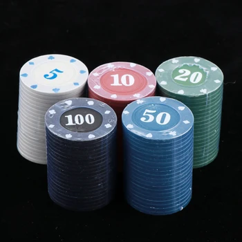 100 Gabali, Plastmasas Pokera Žetonu ar Numuru 5,10,20,50,100 Skaitīšanas Mikroshēmas Bingo Mikroshēmas Spēles