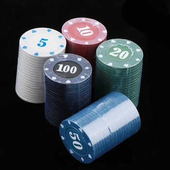 100 Gabali, Plastmasas Pokera Žetonu ar Numuru 5,10,20,50,100 Skaitīšanas Mikroshēmas Bingo Mikroshēmas Spēles