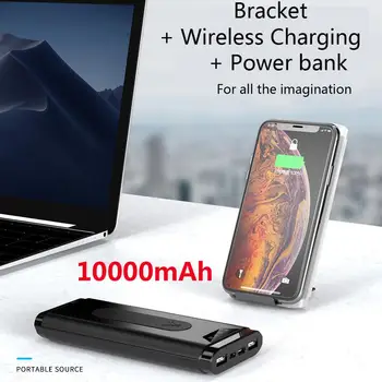 10000mAh Portable Power Bank QI Bezvadu Lādētāju Xiaomi Mi 9 8 iPhone 11 Samsung S9 Ātra Uzlāde Bezvadu Lādētāju Powerbank