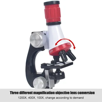 100X-400X-1200X Mikroskopu Komplekts Lab LED Mājas, Skolas, Zinātnes, Izglītības Rotaļlieta, Dāvanu Rafinēta Bioloģiskais Mikroskops Bērniem Bērniem