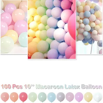 100gab 10 collu Macarons Lateksa Baloni Balony Dzimšanas dienas svinības Konfektes Balonu Dzimšanas dienas svinības Rotājumi Pieaugušo Bērnu Dušas Kāzu