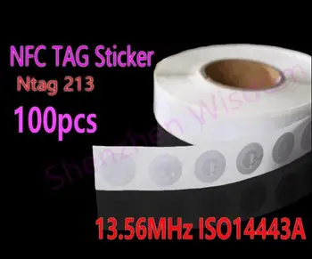 100gab NFC etiķešu Ntag213 NFC Uzlīmi, 25mm RFID NFC tagu, Uzlīmes 13.56 MHz ISO14443A Visiem NFC Tālrunis