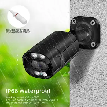 1080P Krāsu Nakts Redzamības Āra IP Kamera 5MP POE Ūdensizturīgs divvirzienu Audio POE IP Kameras Ai Cilvēka Atklāšanas Xmeye Tālvadības Skats