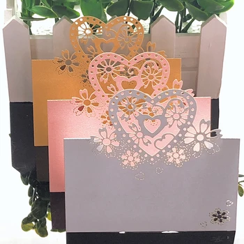 10Colors 50gab Mīlestību Sirdī lāzergriešanas Kāzu Galda Nosaukumu, Vietu Kartes Labu Dekori Kāzu Dekorēšana Dzimšanas dienas svinības Piegādēm