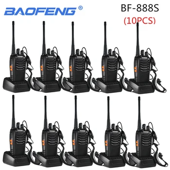10PCS Baofeng BF-888S Walkie Talkie 888s 5W 16 Kanāli, 400-470MHz UHF FM Transīvers divvirzienu Radio Comunicador Āra Sacīkšu