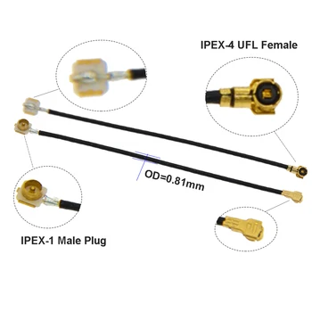 10PCS IPEX CABLE Male Plug IPEX1, lai IPEX4 MHF4 u.fl IPX Sieviešu Jack Savienotājs RF0.81 Koaksiālie Džemperis, WIFI, 3G, 4G Extensio Kabelis