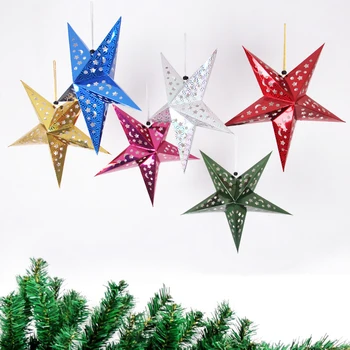 10PCS Papīra Zvaigzni Orements Zvaigžņu Kuloni 3D Pentagramma Abažūrs Ziemassvētku Puse, Dzimšanas dienas Sākuma Piekārtiem Rotājumi, Aksesuāri