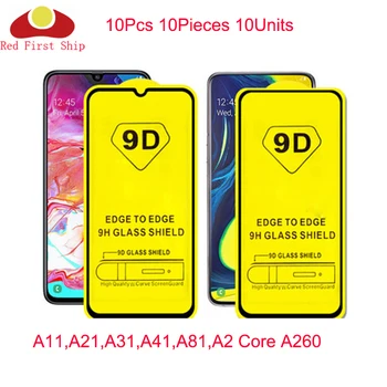 10Pcs 9D Rūdīta Stikla Samsung Galaxy A11 A21 A31 A41 A81 2020. gadam ekrāna Aizsargs, A2 Core A260 segtu kino Filmu Pilnā Līme