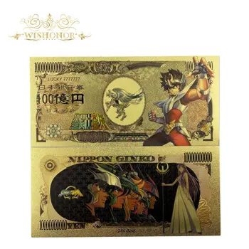 10Pcs/Daudz Japānas Anime Saint Seiya Banknošu Jenu Banknošu 24K Zelta Pārklājumu Naudas Iekasēšanas