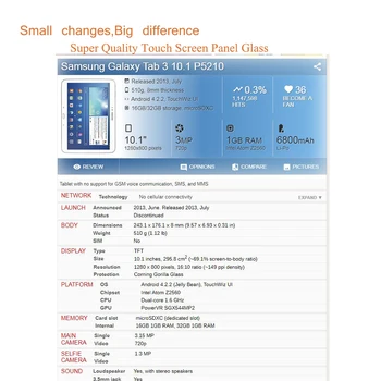 10Pcs/Daudz Par Samsung Galaxy Tab 3 10.1 P5200 P5210 Touch Screen Digitizer Panelis Sensoru P5200 Priekšējo Ārējo Stikla Nomaiņa