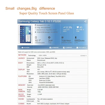 10Pcs/Daudz Par Samsung Galaxy Tab 3 10.1 P5200 P5210 Touch Screen Digitizer Panelis Sensoru P5200 Priekšējo Ārējo Stikla Nomaiņa