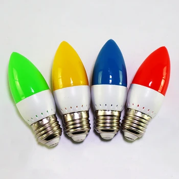 10Pcs/daudz E14 LED Sveces spuldzes E27 led Spuldzes, lampas lustras Svece AC 220V 3W sešas krāsas Lampas, Apdares Gaismas Enerģijas Taupīšana
