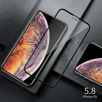 10Pcs iPhone X XS XR 11 12 Pro Max Pilnu Vāks Rūdīta Stikla Screen Protector for iPhone 6s 6 7 8 Plus 5 5S SE 2020. gadam 12 mini