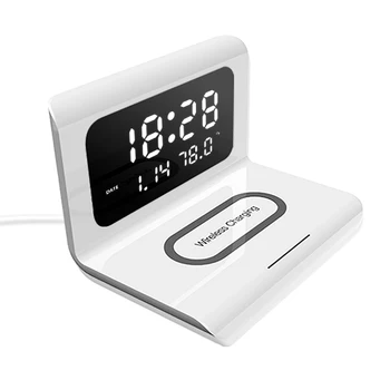 10W Qi Bezvadu Lādētāju Bezvadu Lādēšanas Paliktņa Termometrs Kalendārs Pulkstenis Ātrās Uzlādes iPhone SAMSUNG Elektronisko Piederumi