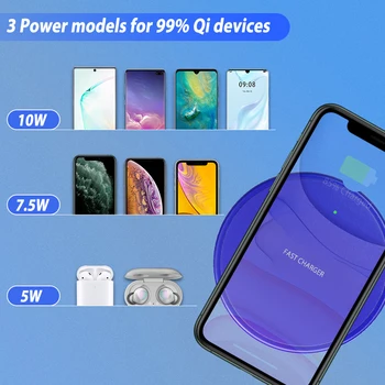 10W Ātru Bezvadu Lādētājs iPhone 12 8 Pro Plus Tālruņa Lādētāja Adapteri Qi Bezvadu Lādēšanas Paliktņa Samsung S9 Huawei P30 Pro
