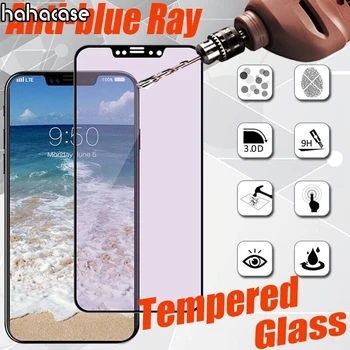 10pcs 3D Anti Blue Ray Acis Oglekļa Šķiedras Rūdīts Stikls iPhone 12 Mini 11 Pro Max XS XR X 8 7 6 6S Plus SE Ekrāna Aizsargs