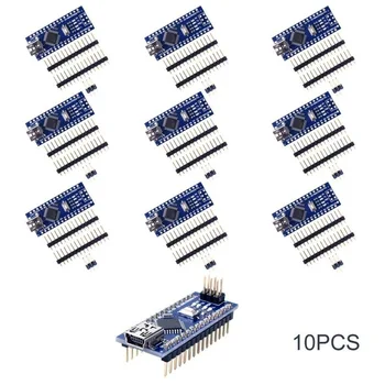 10pcs Mini Nano V3.0 Atmega328p 5v 16m Mikro Kontrolieris Valdes Modulis Arduino