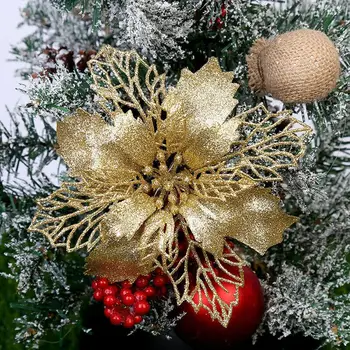 10pcs Mākslīgā Mirdzēt Ziedi Ziemassvētku Eglīte Kritums Rotājumi Simulācijas Zīda Ziedi Kāzu Brīvdienu Puse Mājas Dekoru