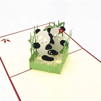 10pcs Roku darbs 3D Pop Up Kartes Panda Papīra Apsveikuma Kirigami Kartes Laimīgu Dzimšanas dienu, Ielūgumu Kartes, Pastkartes, Bērni Pateicības Dāvana