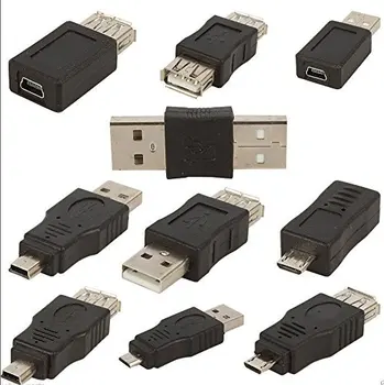 10pcs/daudz OTG 5 Pin F/M mini Changer Adapteris Converter USB Sieviešu un Vīriešu Micro USB