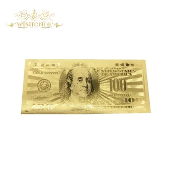 10pcs/daudz Suvenīru Amerikā USD 100 Dolāru Zelta Banknošu 99.9% Zelta Folija Rēķinu Savākšanas Replica