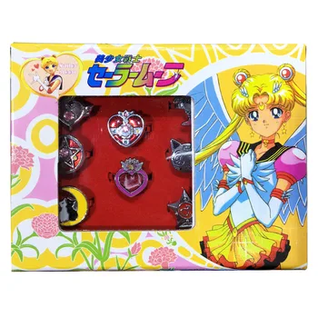 10pcs/set Modes rotaslietas, gredzens Anime Diezgan Karavīrs Sailor Moon cat gredzeni Sievietēm, meitenēm, Dāvanu
